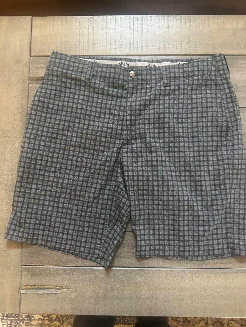 Callaway Golf Shorts Mens 36 Gray Plaid Stretch Performance